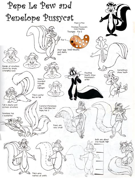 pepe le pew and penelope|looney tunes penelope model sheet.